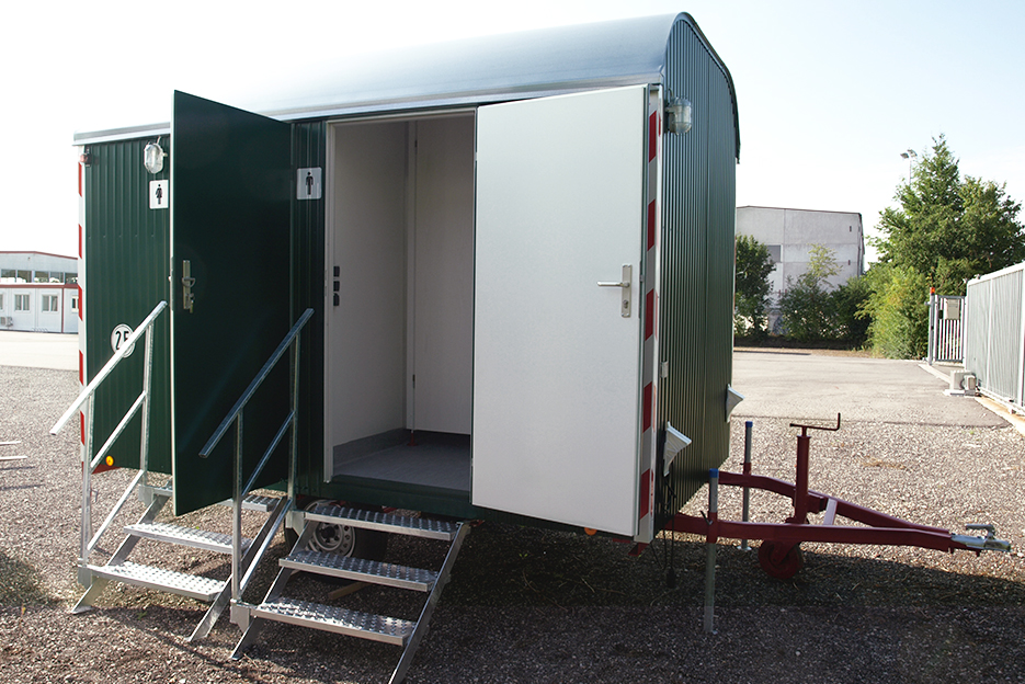Container Toilettenwagen 3,5 m grün 25 km Knauss Raumsysteme